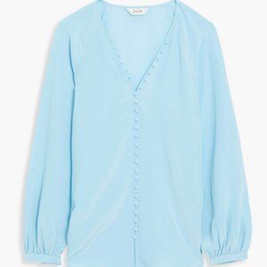 Joie Shariana 100% Silk V-Neck Blouse in Horizon Blue, Sz. XS/US 2-4 RRP $400